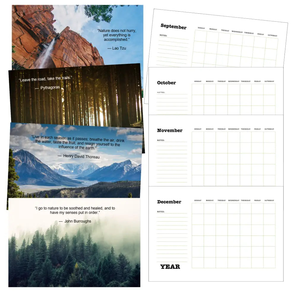 one with nature printable calendar plr