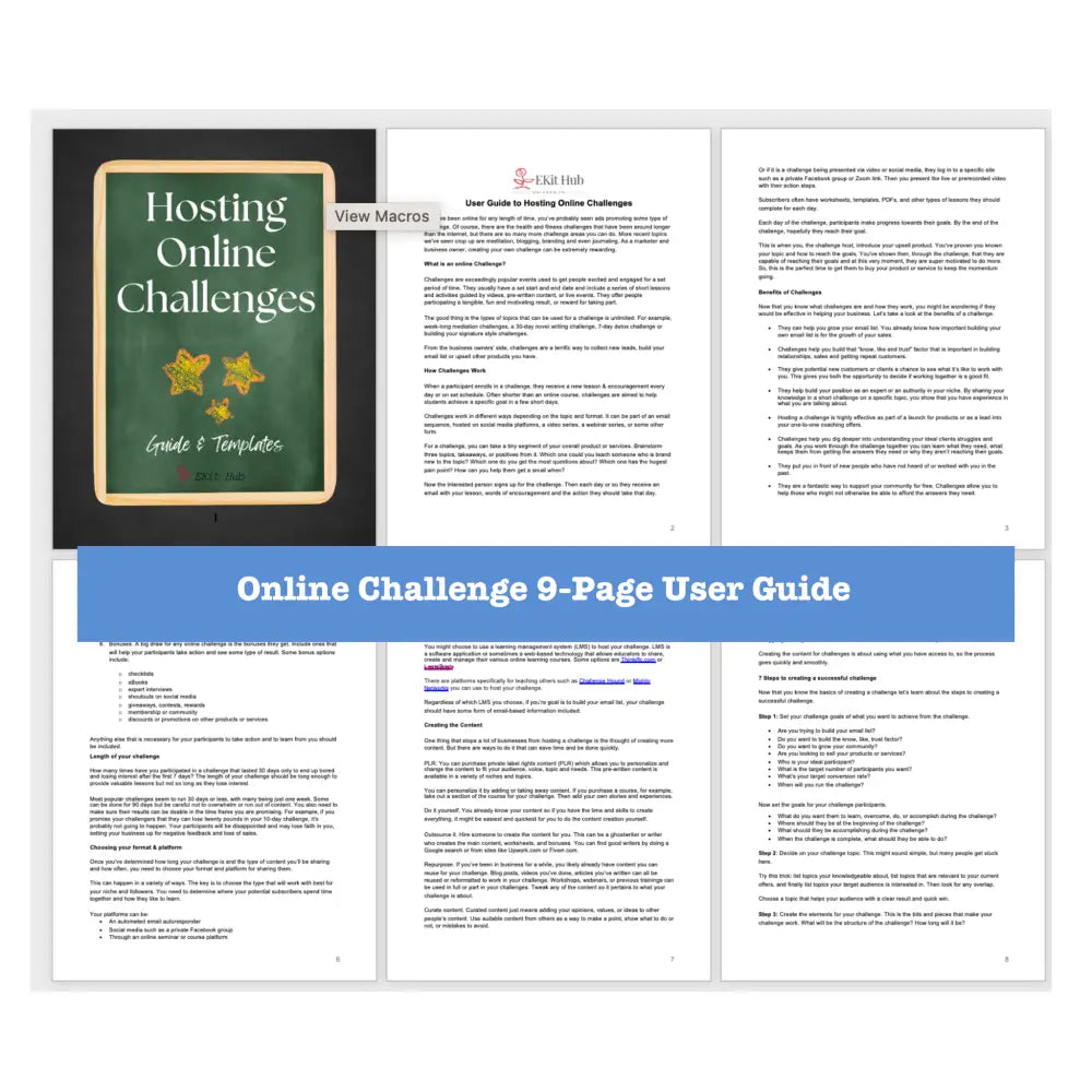 Online Challenge Templates + Guide With Plr Rights Business