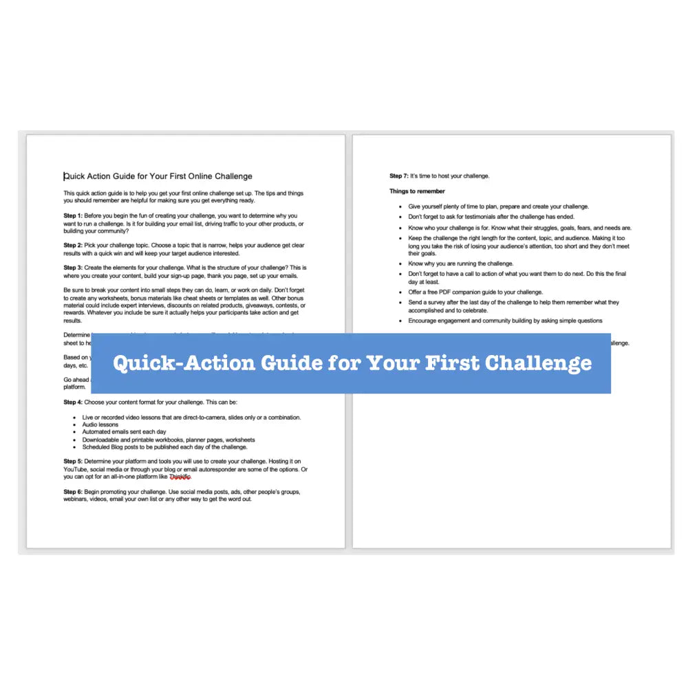 Online Challenge Templates + Guide With Plr Rights Business