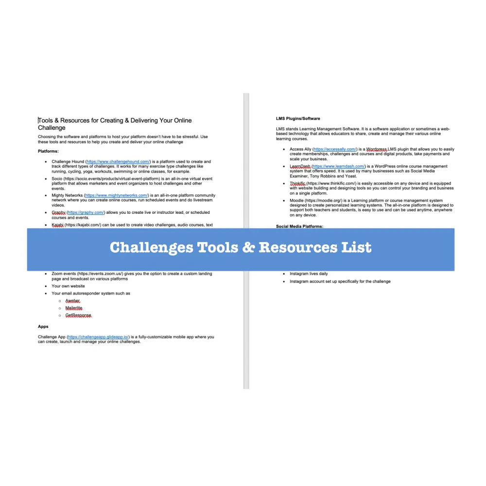 Online Challenge Templates + Guide With Plr Rights Business