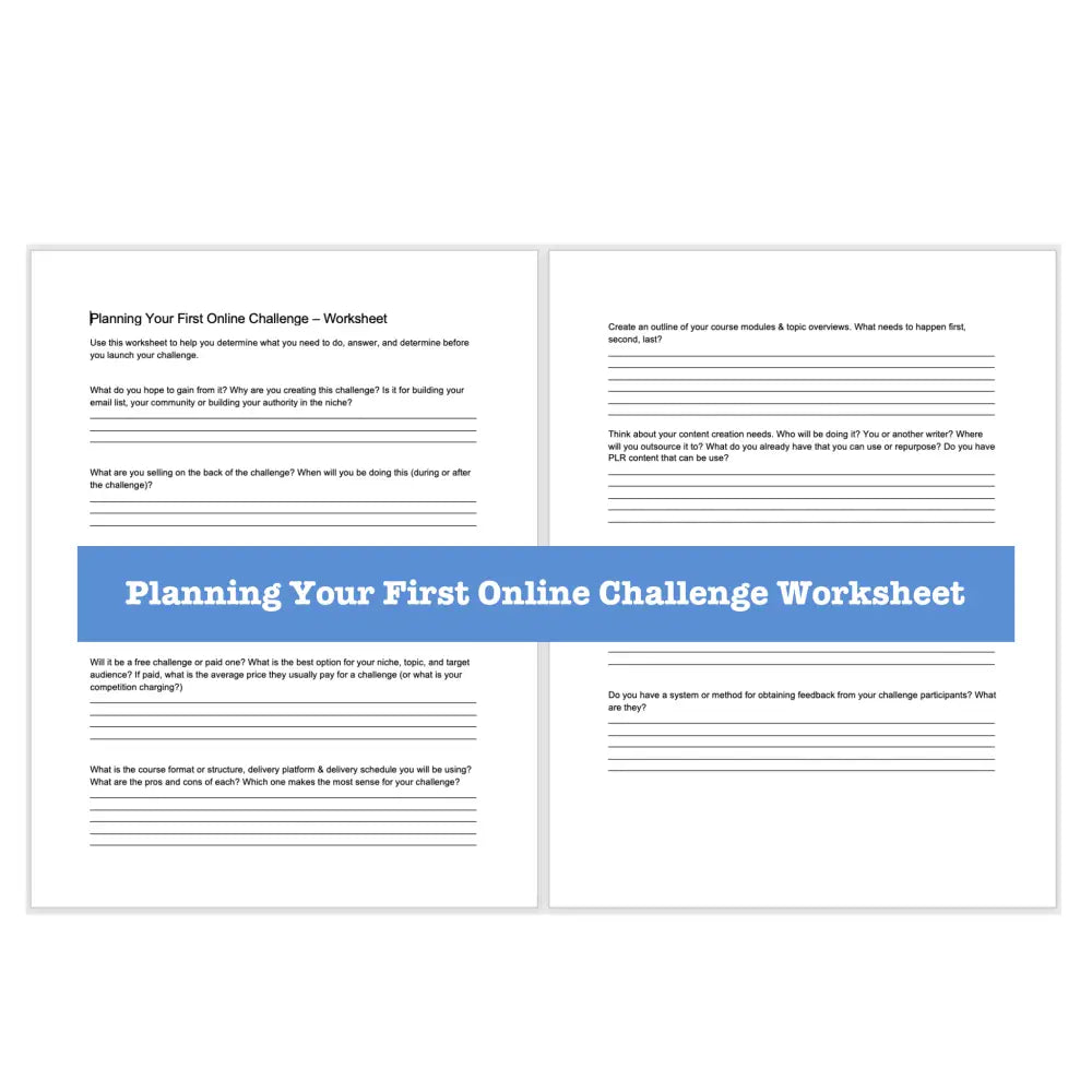 Online Challenge Templates + Guide With Plr Rights Business