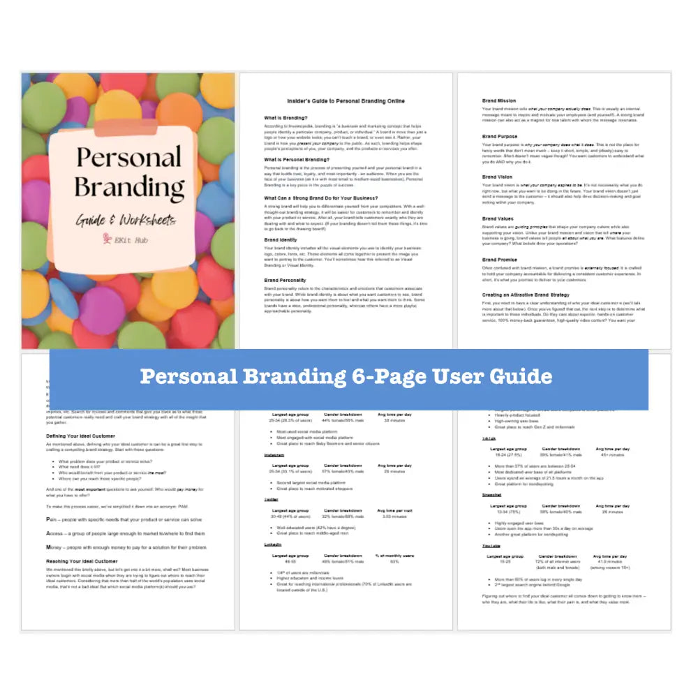 Personal Branding Guide And Worksheets Business Templates
