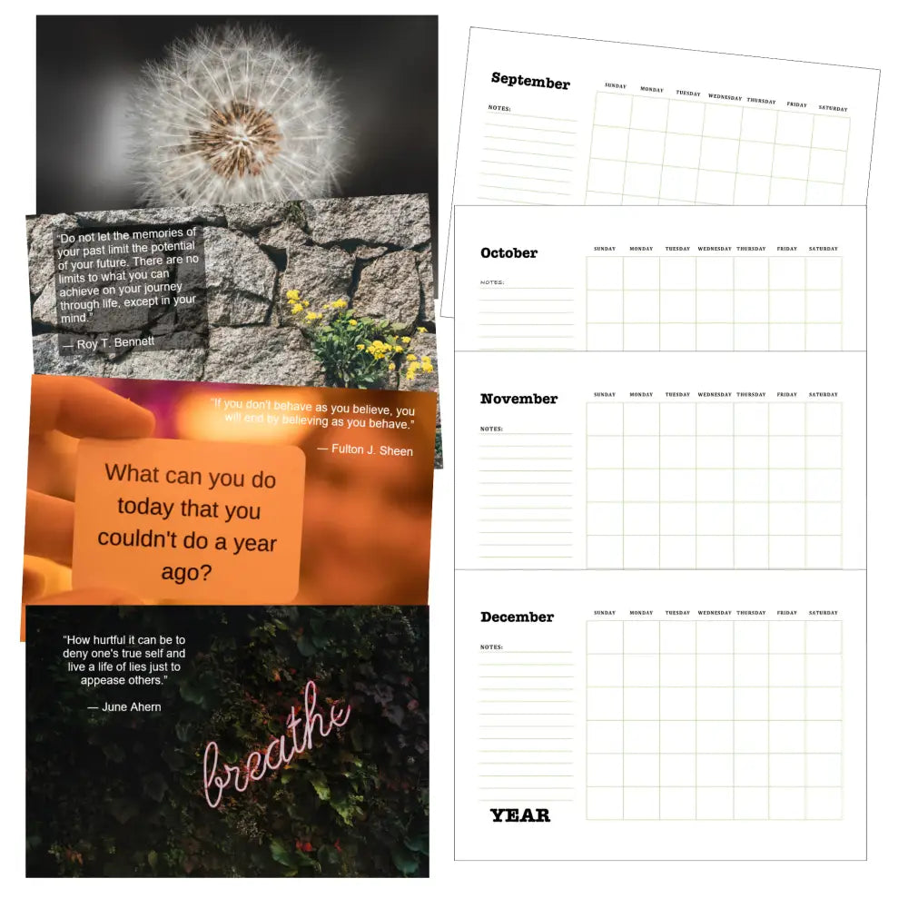 personal growth printable calendar plr