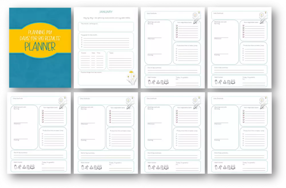 Planning My Days For Big Results 365-Day Printable Planner Plr Planners