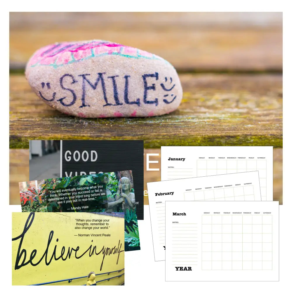 positive living printable calendar plr