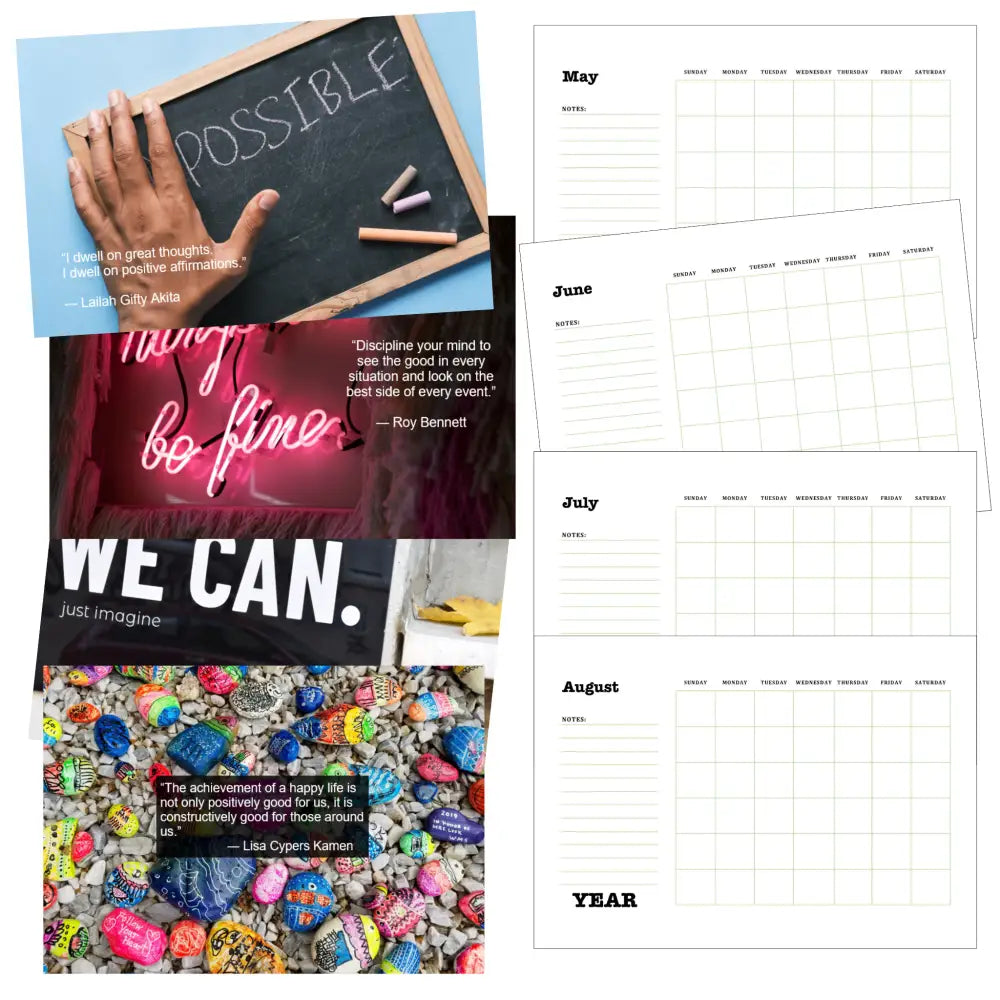 positive living printable calendar plr