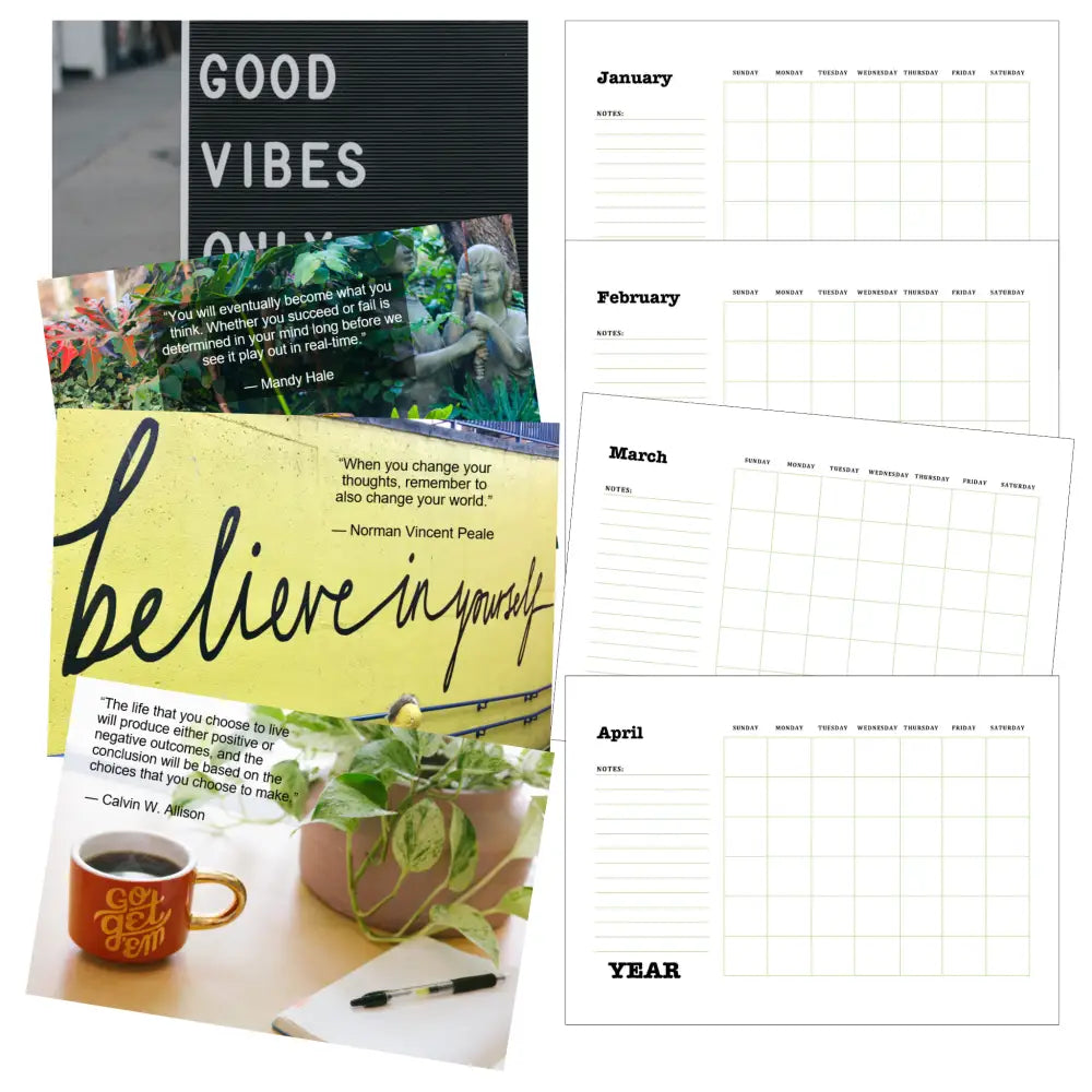 positive living printable calendar plr
