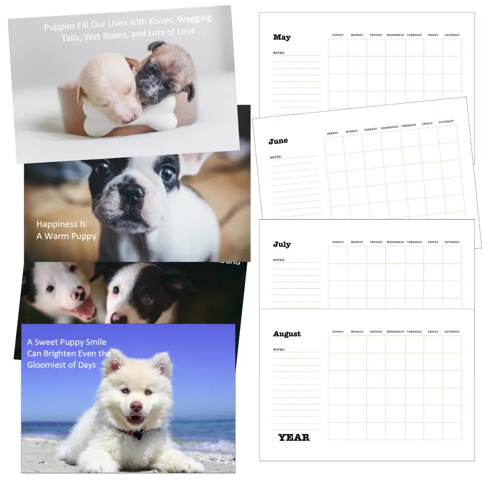 puppies printable plr calendar