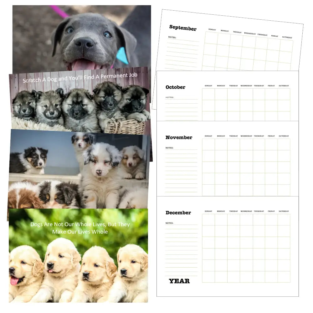 puppies printable plr calendar