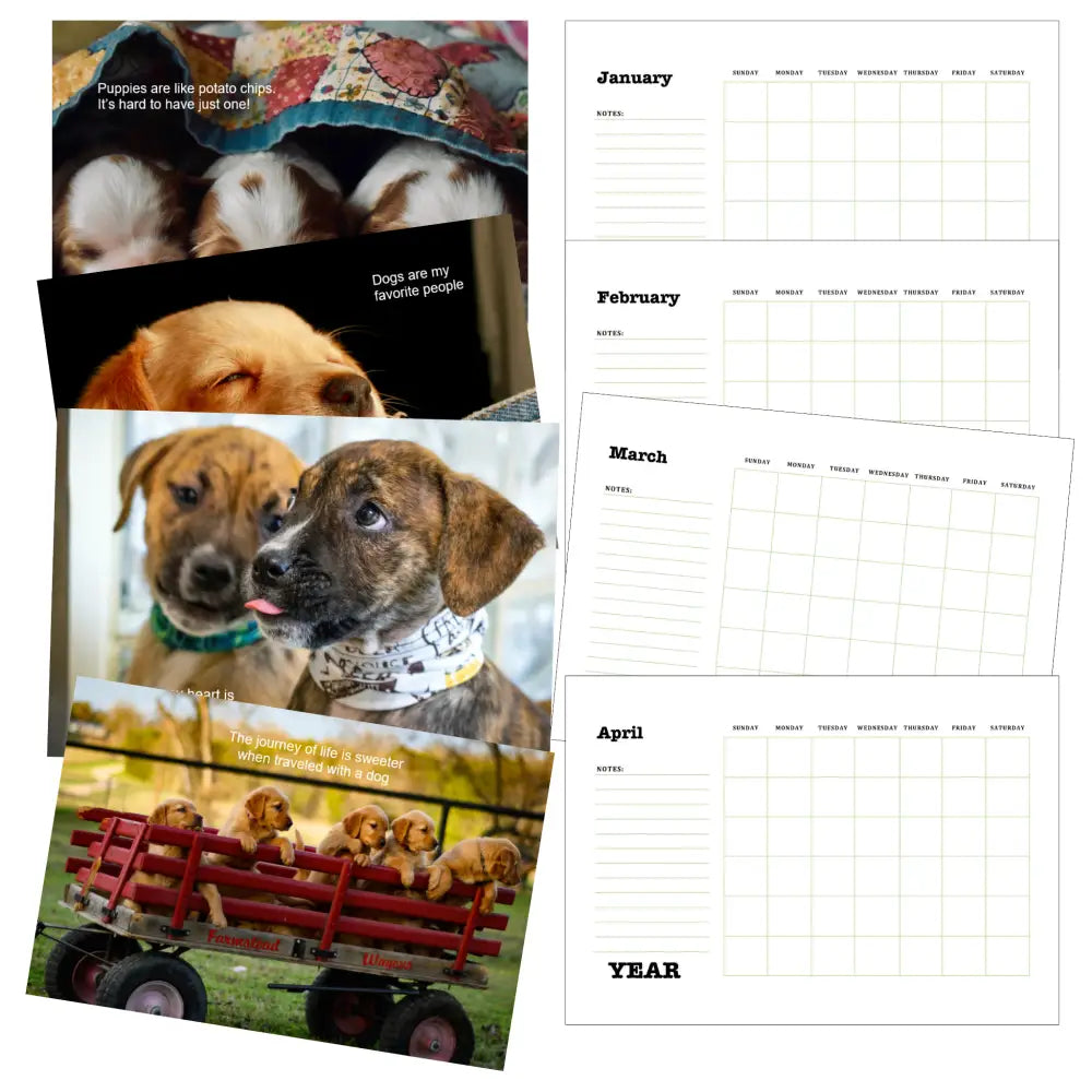 puppy love printable calendar plr