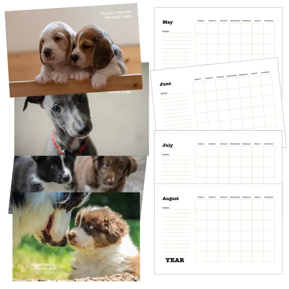 puppy love printable calendar plr