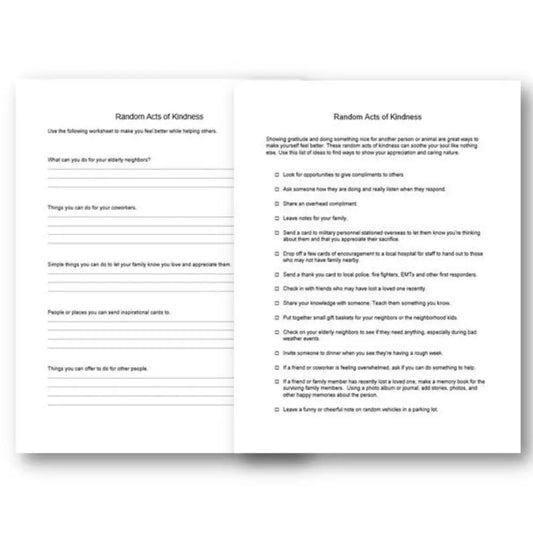 Random Acts Of Kindness Checklist And Worksheet Printable Worksheets Checklists Plr