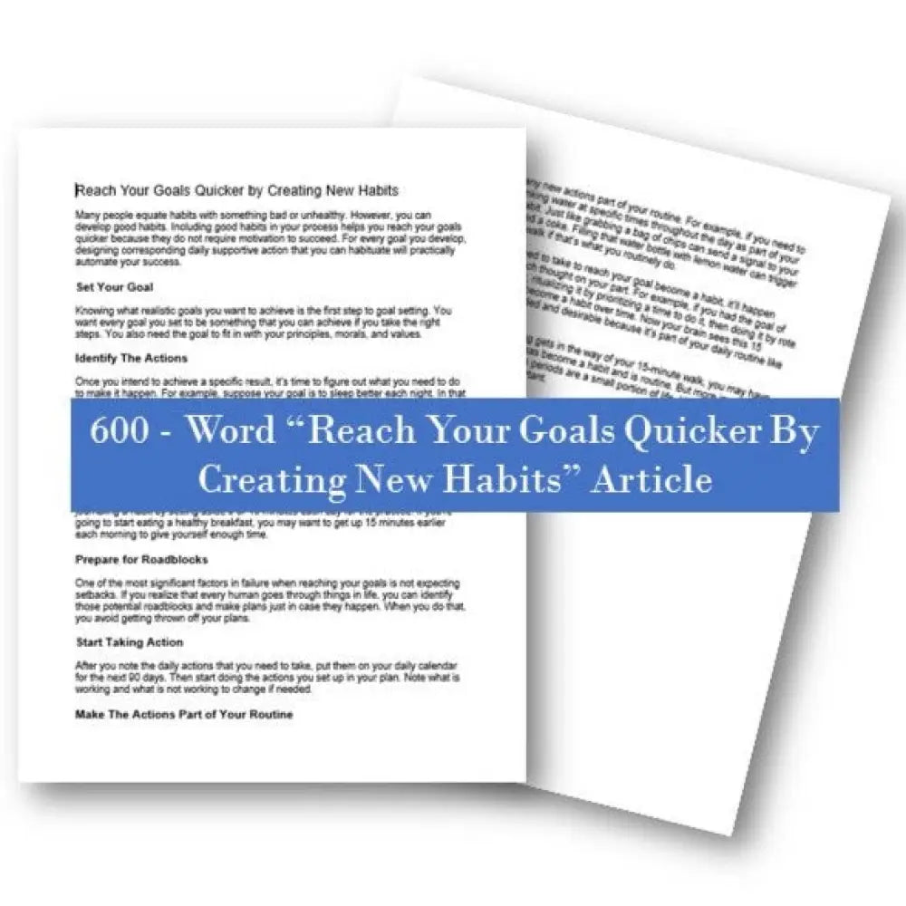 reach your goals quicker by creating new habits plr article