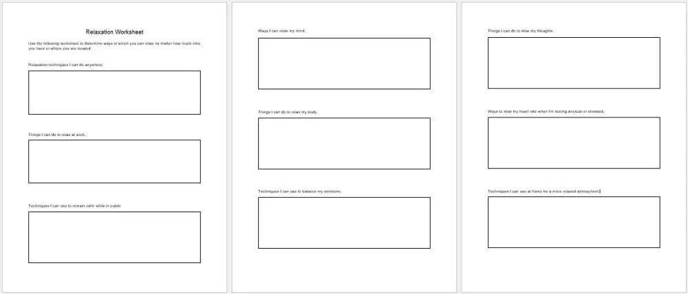 Relaxation Techniques Checklist And Worksheet Printable Worksheets Checklists Plr
