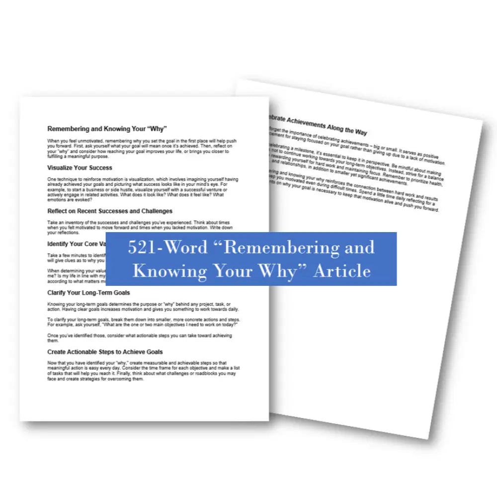 Remembering and knowing your why plr article