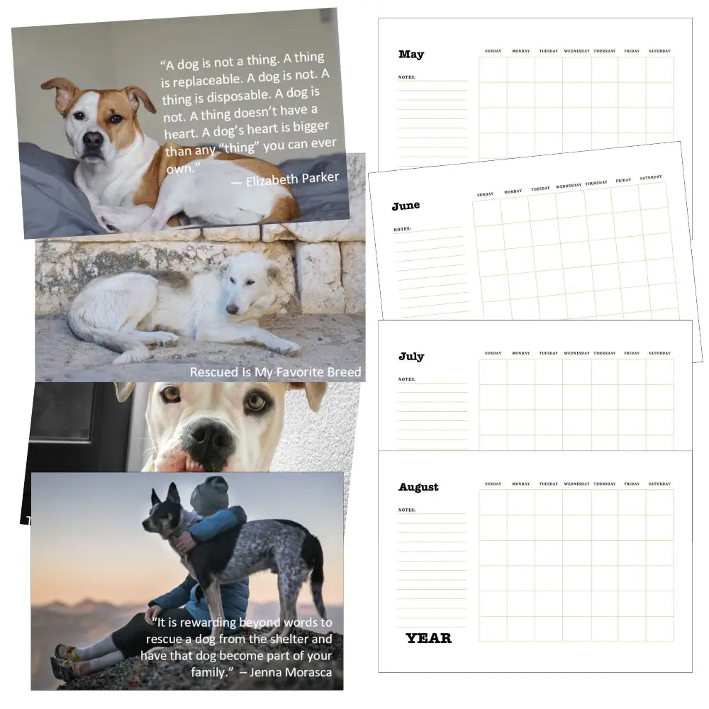 rescue dogs printable plr calendar