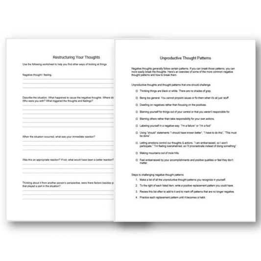 Restructuring Your Thoughts Checklist And Worksheet Printable Worksheets Checklists Plr
