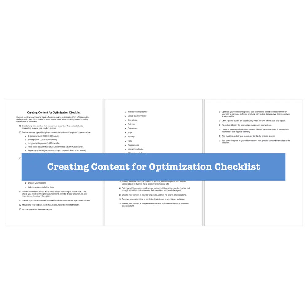 Search Engine Optimization (Seo) Guide With Templates And Checklists Business