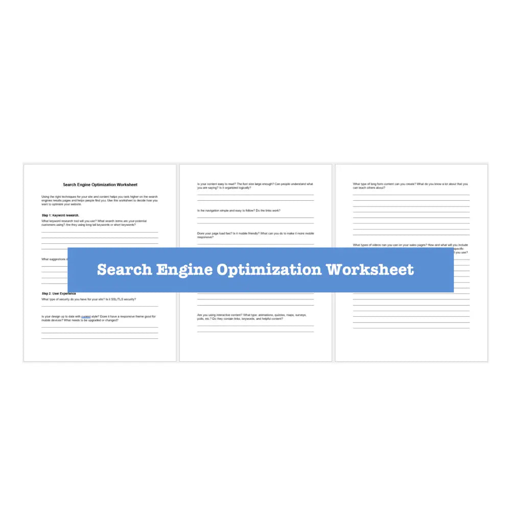 Search Engine Optimization (Seo) Guide With Templates And Checklists Business