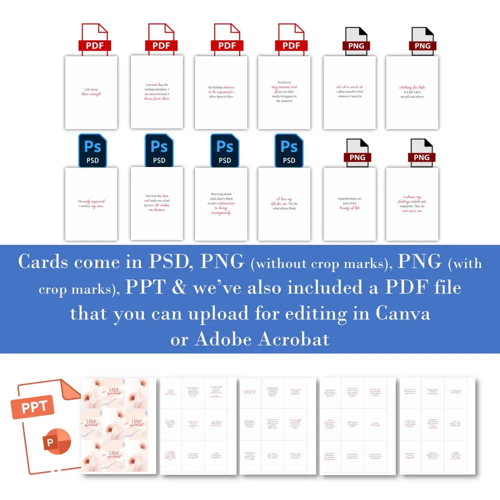 Self-Acceptance Affirmations - Plr Card Deck Business Templates
