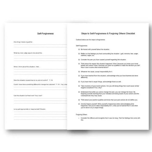Self-Forgiveness Checklist And Worksheet Printable Worksheets Checklists Plr