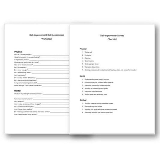 Self-Improvement & Self-Assesment Personal Development Checklist And Worksheet Printable Worksheets