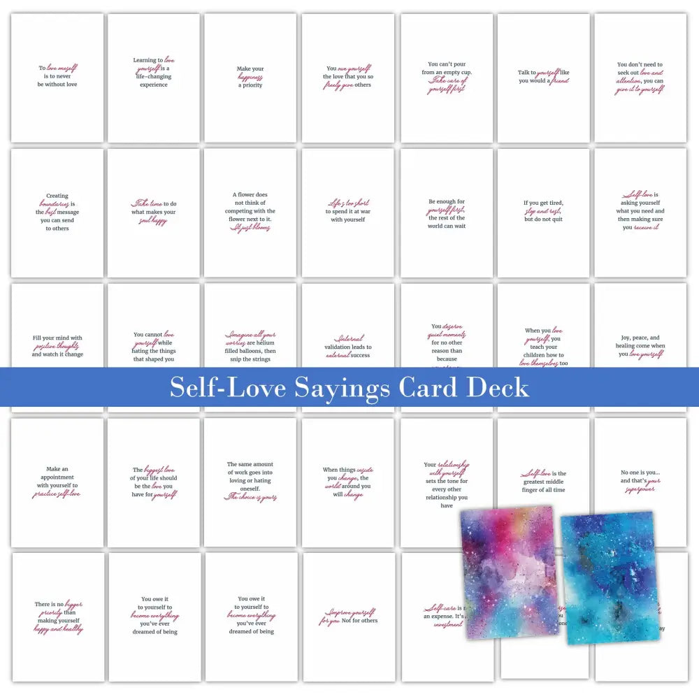 Self-Love Sayings - Plr Card Deck Business Templates