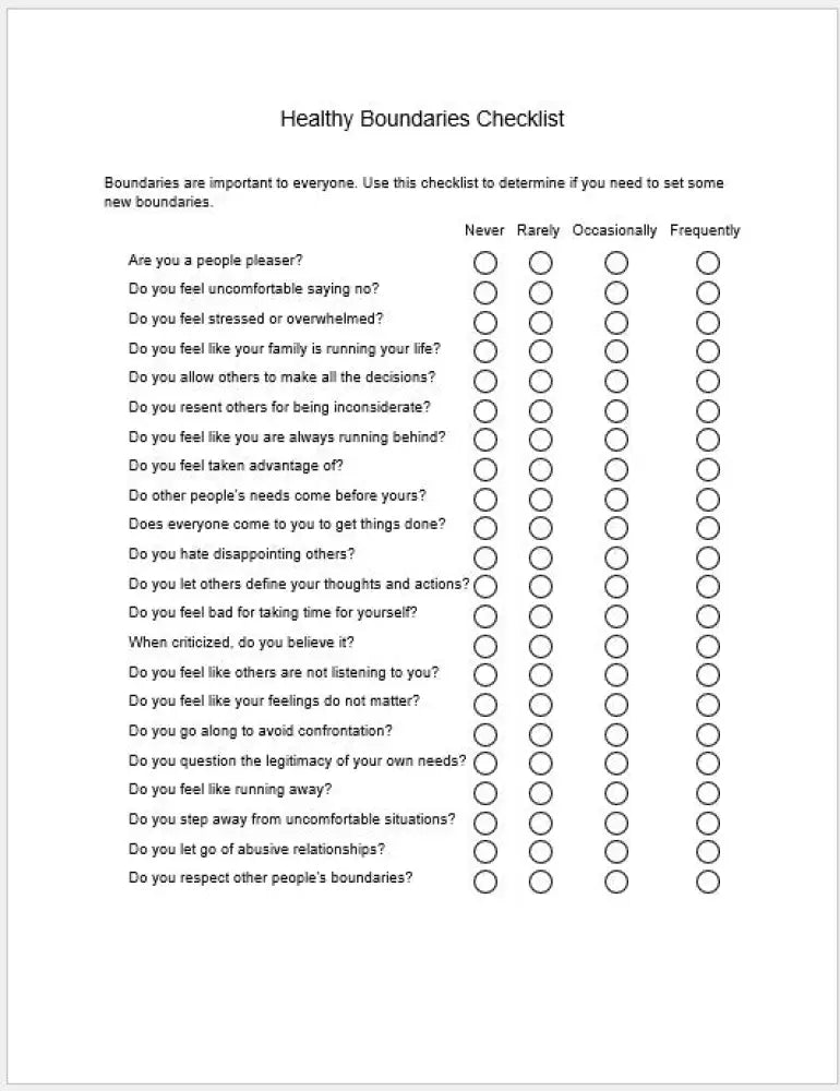 healthy boundaries checklist