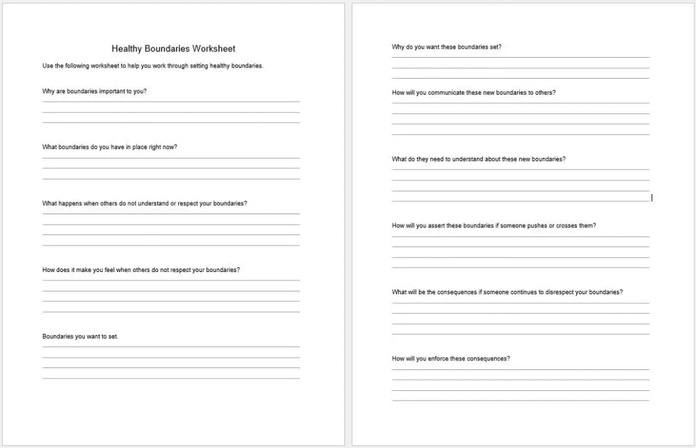 healthy boundaries worksheet plr