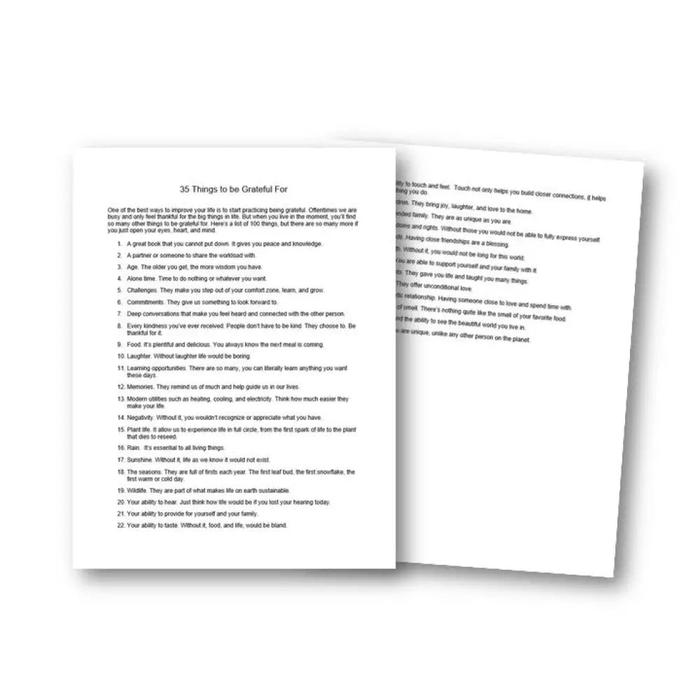35 Things to be Grateful For PLR Worksheet
