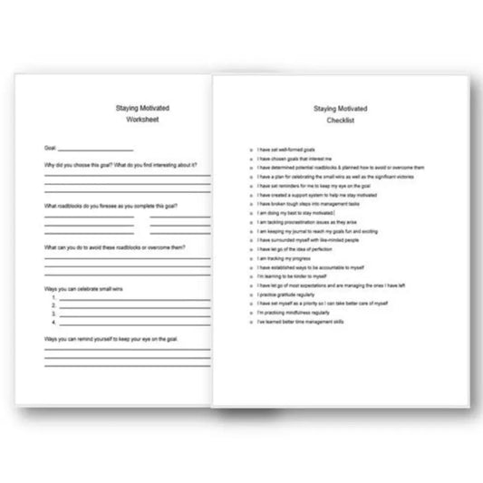 Stay Motivated To Achieve Your Goals Checklist And Worksheet Printable Worksheets Checklists Plr