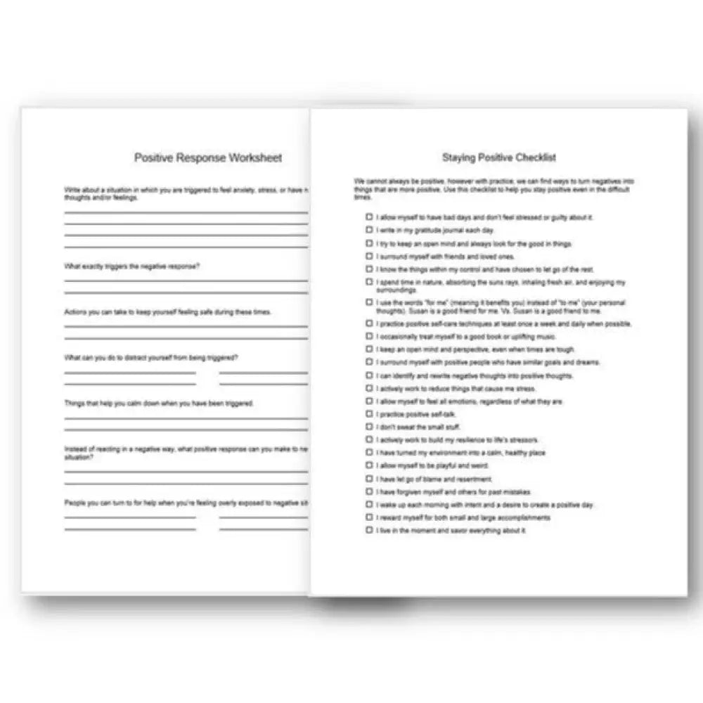 Staying Positive Checklist And Worksheet Printable Worksheets Checklists Plr