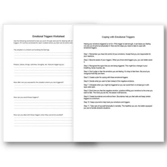 Steps To Coping With Emotional Triggers Checklist And Worksheet Printable Worksheets Checklists Plr