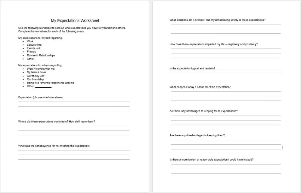 Steps To Determine How Handle Expectations Checklist And Worksheet Printable Worksheets Checklists