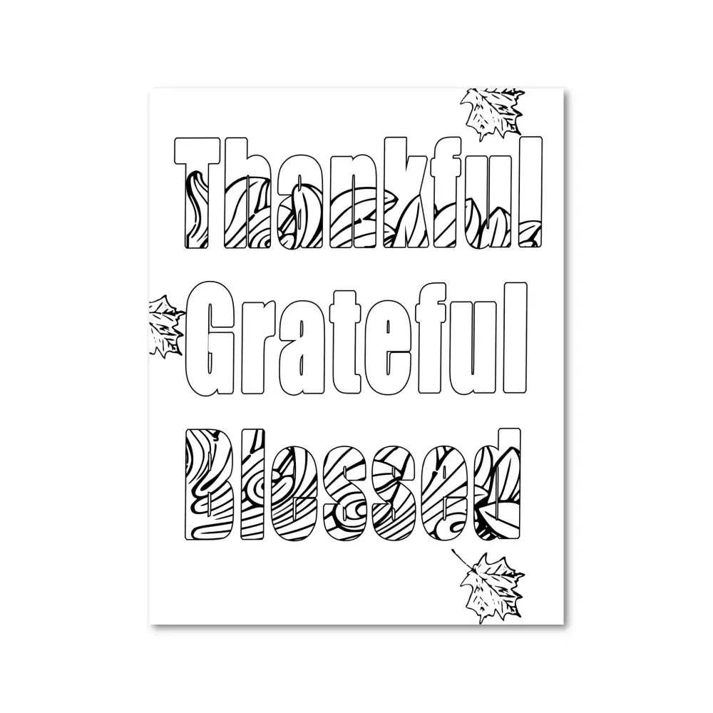 ’Thankful Grateful Blessed’ Plr Coloring Page Pages