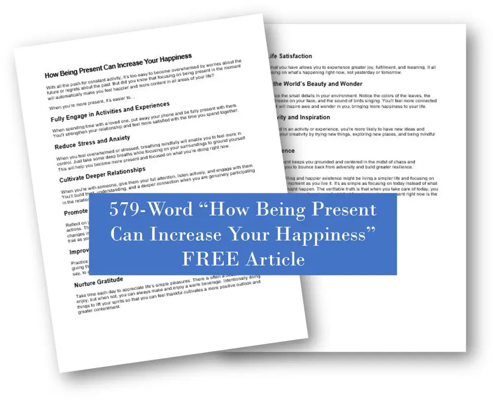 Free Plr The Power Of Now Article - 579 Word Increase Happiness