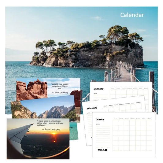 travel inspiration printable calendar plr