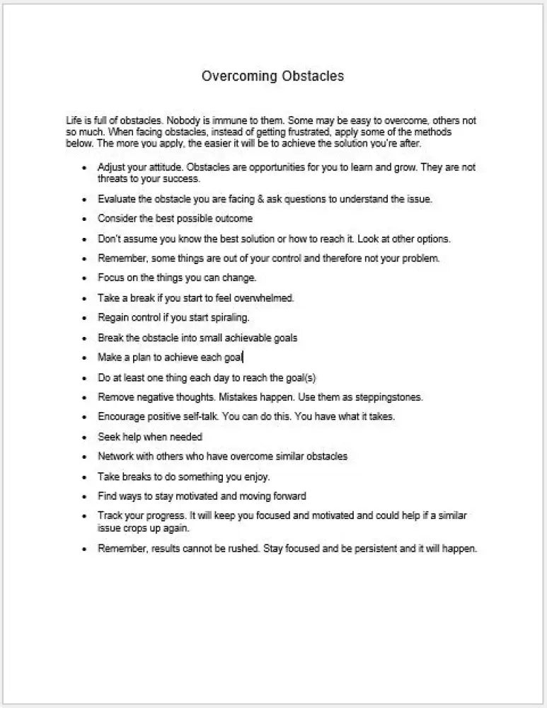 Understanding And Overcoming Challenges Checklist Worksheet Printable Worksheets Checklists Plr
