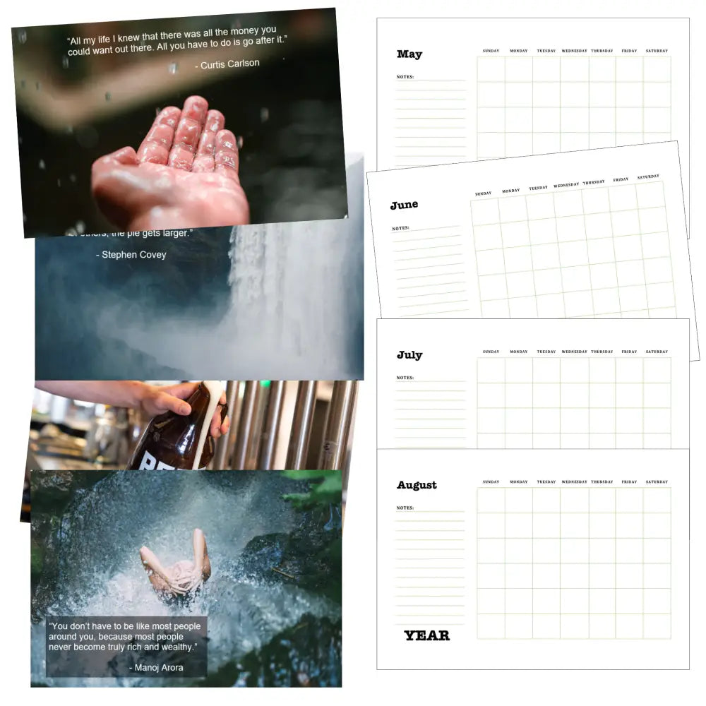 wealth mindset printable calendar plr