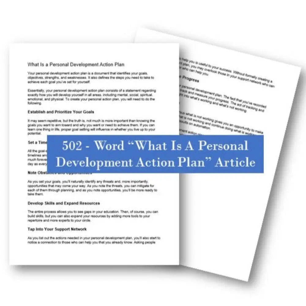 what is a personal development action plan plr article