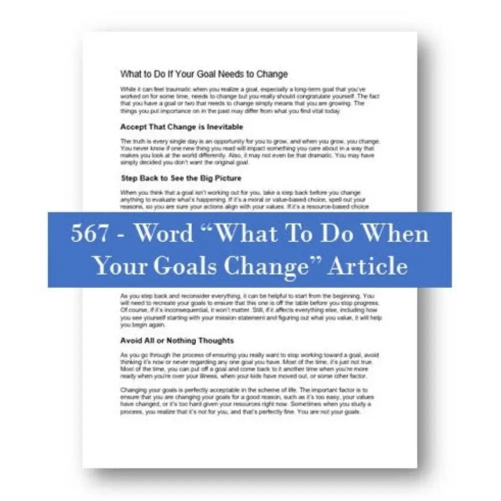 what to do when your goals change plr article