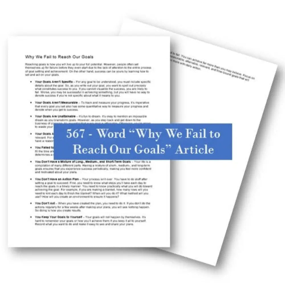 why we fail to reach our goals plr article