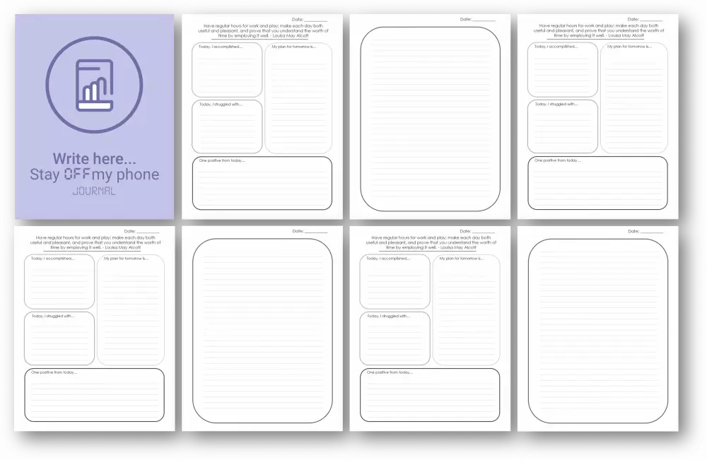 write here and stay off my phone plr journal