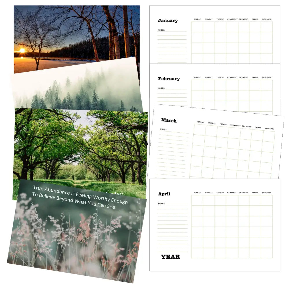 year of abundance printable calendar plr