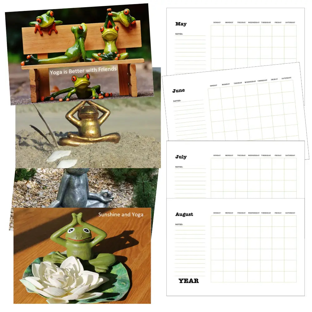 Yoga Frog Printable Calendar PLR