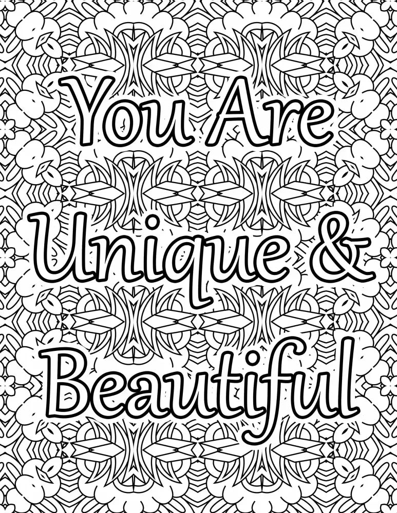 you are unique and beautiful plr coloring page