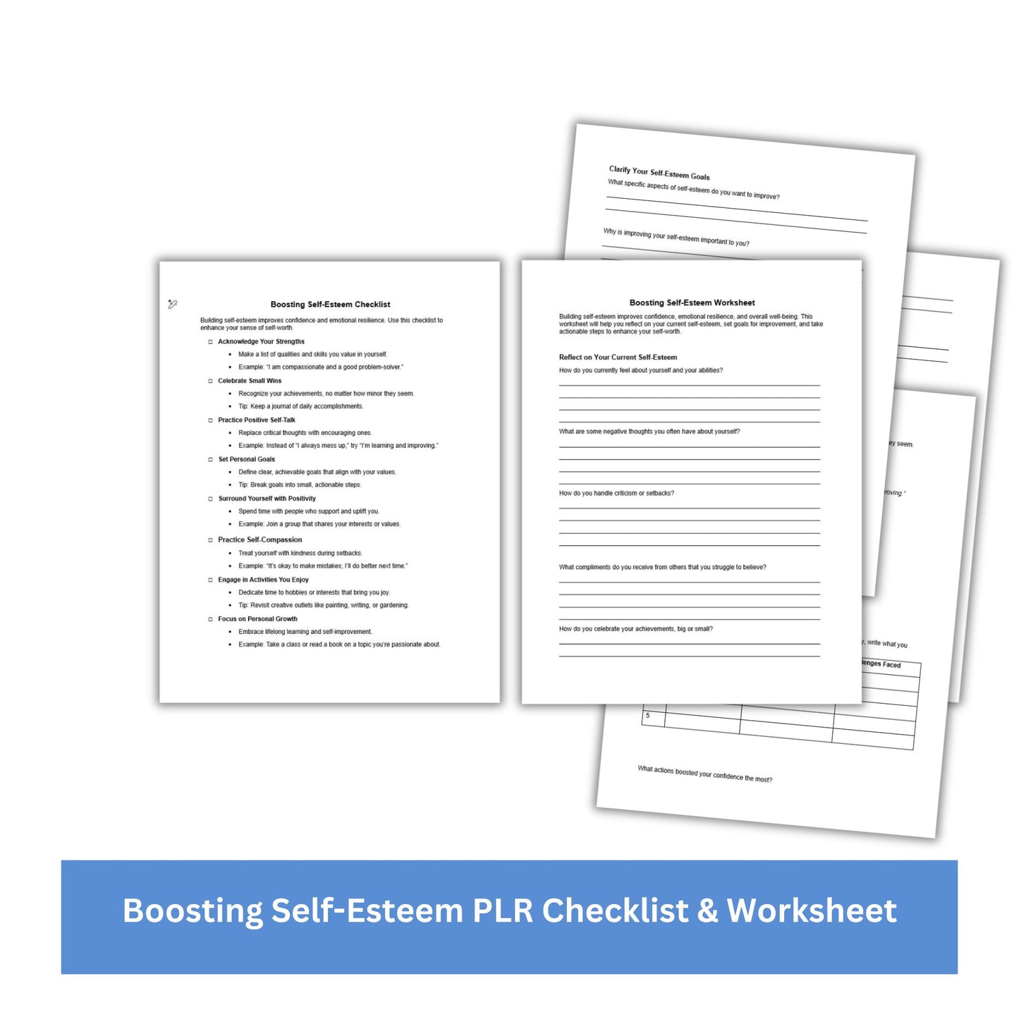Boosting Self-Esteem PLR Checklist & Worksheet