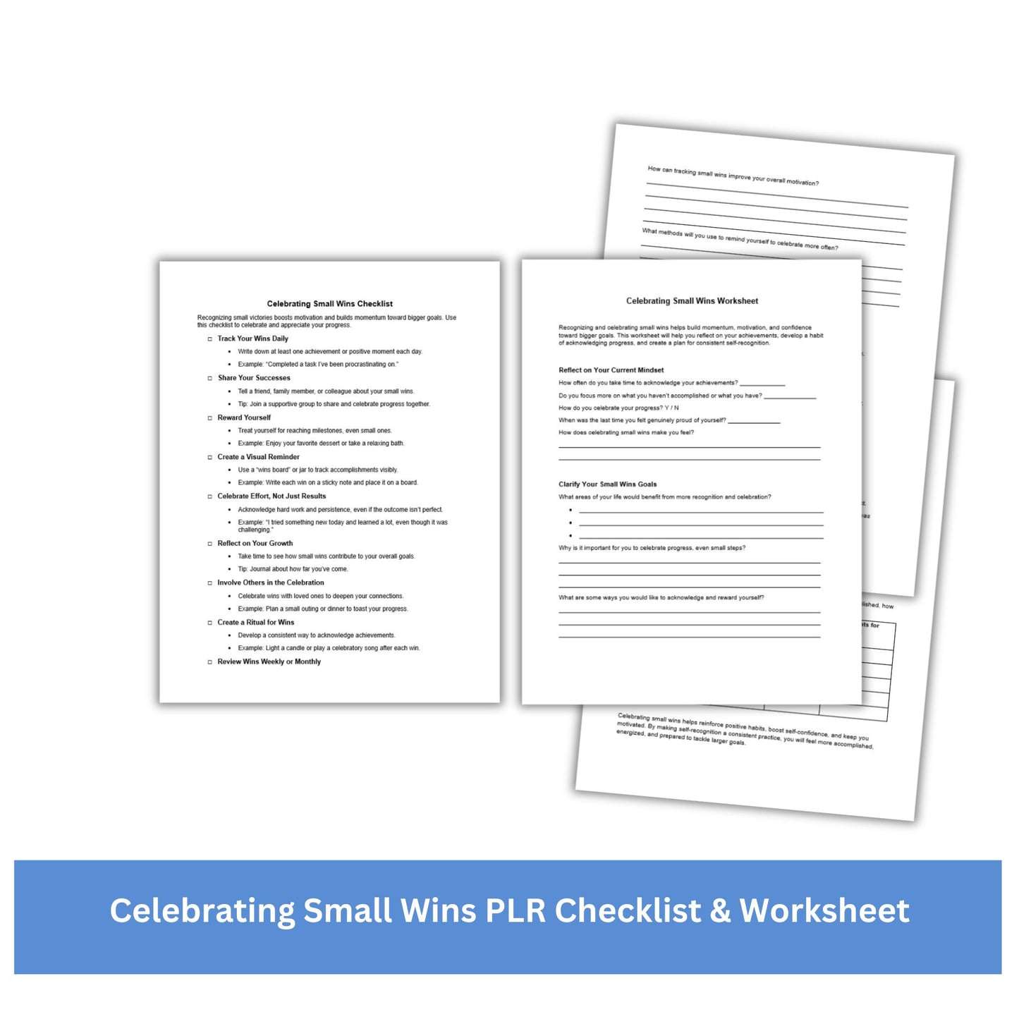 Celebrating Small Wins PLR Checklist & Worksheet