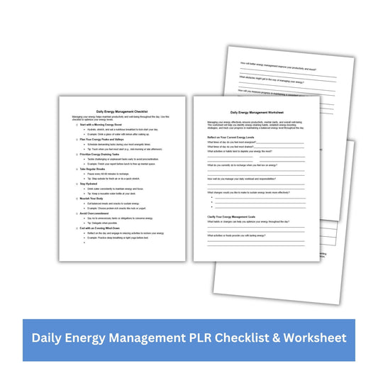 Daily Energy Management PLR Checklist & Worksheet