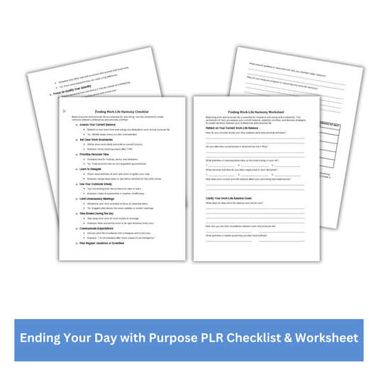 Ending Your Day with Purpose PLR Checklist & Worksheet